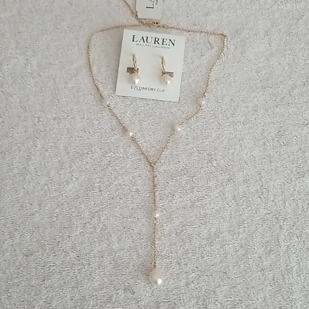New Ralph Lauren Faux Pearl Y Necklace - Picture 7 of 7
